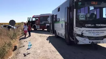 Çorlu'da Minibüs ve Otomobil Çarpıştı: 4 Yaralı