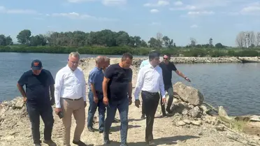 Edirne'de Meriç Nehri'ne set yapıldı