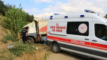 Erbaa'da freni boşalan kamyon ağaçlara çarptı, 2 kişi yaralandı