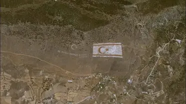 Göktürk-1 Uydusu, Kıbrıs Barış Harekatı'nın 50. yıl dönümünde KKTC bayrağı ve yazısını fotoğrafladı
