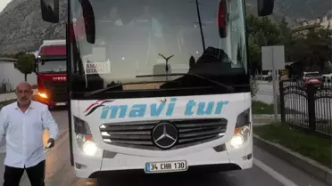 Amasya'da Yolcu Otobüsü Yaya Geçidinde Vatandaşa Çarptı