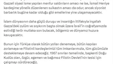 Cumhurbaşkanı Erdoğan, İsmail Haniye'ye yönelik suikastı kınadı