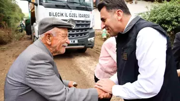 Bilecik Pazaryeri'nde Sarnıç ve Karadede köyleri arasında sıcak asfalt serimi yapıldı