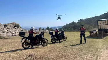 Aydın'da Helikopterli Bisiklet Faaliyeti Jandarma Eşliğinde Gerçekleştirildi