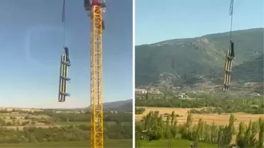 Hastane inşaatında yürekler ağza geldi! Vincin tepesinde hiçbir önlem almadan çalıştı