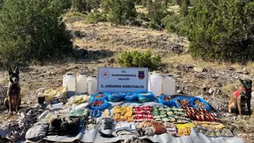 Kahramanmaraş'ta terör örgütüne ait depoda yaşam malzemeleri imha edildi