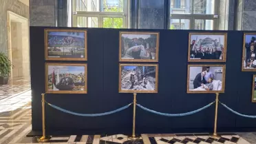 Cumhurbaşkanı Erdoğan, Filistin Devlet Başkanı Abbas ve TBMM Başkanı Kurtulmuş, Filistin temalı fotoğraf sergisini gezdi