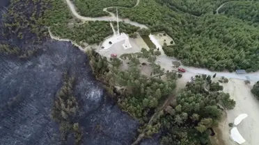 Çanakkale'deki orman yangını dron ile görüntülendi
