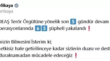 İçişleri Bakanı: 'Gürz-9' Operasyonlarında 65 Şüpheli Yakalandı