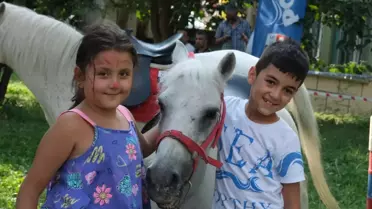 Karabük'te çocuklar ata bindi