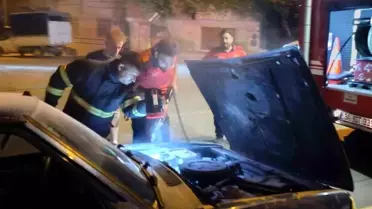 Niğde'de seyir halindeki araçta yangın çıktı