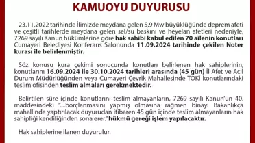 Düzce'de Konut Hak Sahiplerine Teslim Tarihi Duyurusu