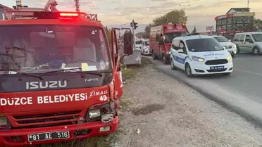 Düzce'de İtfaiye Aracı Kamyonetle Çarpıştı