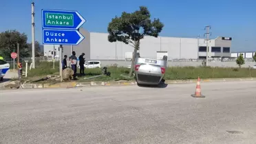 Düzce'de Otomobil Devrildi: Sürücü Yaralı