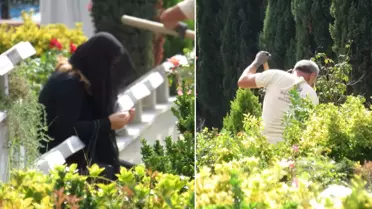 Cenaze yeniden defnedilirken Cem Garipoğlu'nun annesi oğlunun mezarı başında bekledi