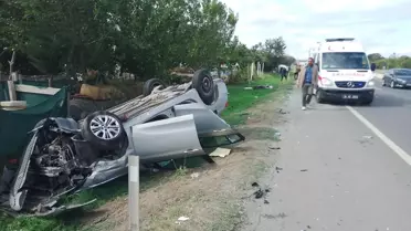 Silivri'de Trafik Kazası: İki Otomobil Takla Attı