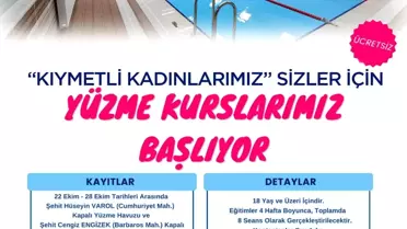Onikişubat Belediyesi'nden kadınlara yönelik ücretsiz yüzme kursu