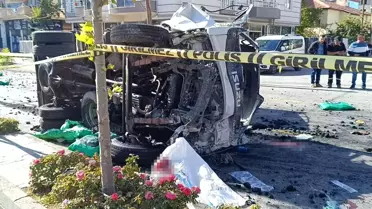 Kayseri'de Freni Patlayan Kamyonet Takla Attı