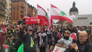 İsveç'te Filistin'e Destek Gösterisi
