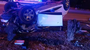 Amasya'da Takla Atan Otomobilde 2 Yaralı