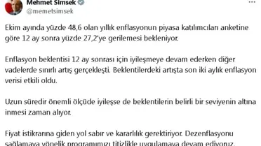 Bakan Şimşek'ten Enflasyon Açıklaması