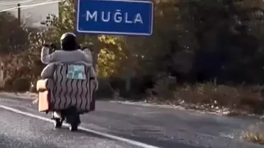 Scooter'da Koltukla Seyahat Etti, Cezası 3 Bin Lira