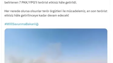 Suriye'nin Kuzeyinde 7 PKK/YPG'li Terörist Etkisiz Hale Getirildi