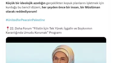 Emine Erdoğan'dan İsrail'e sert tepki: 'Bencil düzeni reddediyorum'