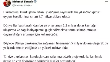 Bakan Şimşek: 7,7 Milyar Dolar Uygun Koşullu Finansman Sağlandı