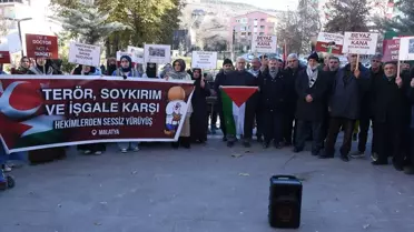 Malatya'da sağlık çalışanları İsrail'i protesto etti