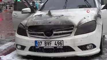 Alanya'da Lüks Araç Yandı