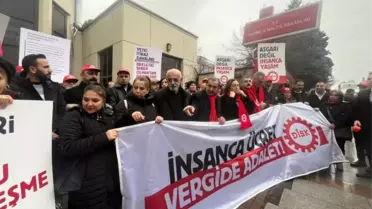 DİSK, Hazine ve Maliye Bakanlığı Önünde Vergi Adaleti İçin Eylem Düzenledi