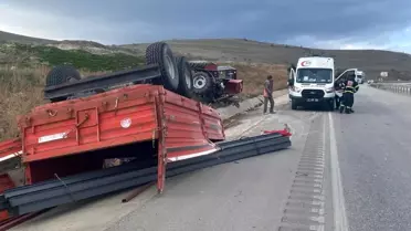 Traktör Şarampole Devrildi, Sürücü Yaralı