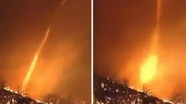 ABD'deki orman yangınları sırasında ateş hortumu oluştu