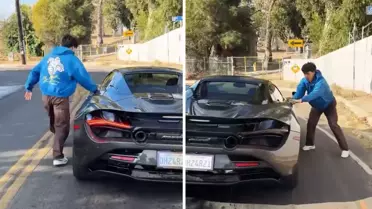 Video çekmek isterken lüks aracından oldu