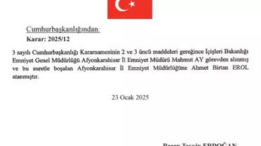 Afyonkarahisar İl Emniyet Müdürlüğüne Ahmet Birtan Erol atandı