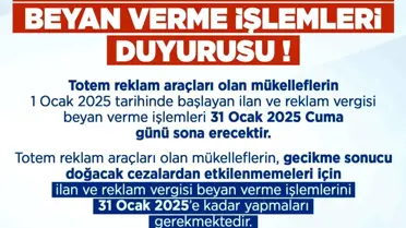 Kayseri'de Totem Reklam Vergisi İçin Son Tarih 31 Ocak 2025