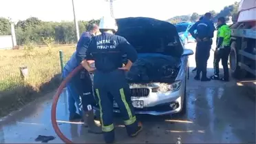 Manavgat'ta Lüks Otomobil Seyir Halindeyken Alev Aldı