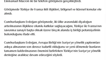 Cumhurbaşkanı Erdoğan, Fransız mevkidaşı Macron ile görüştü