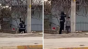 Küçük çocuktan polis memurunu mest eden jest