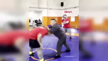 Otizmli Güreş Tutkunu Erdem Yılmaz, Başpehlivan Orhan Okulu ile Güreşti