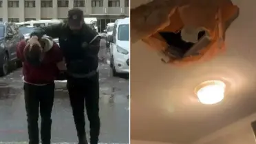 Tavanı delip daireye girdi, anne ile kızına dehşeti yaşattı