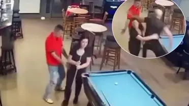 Eşini taciz eden adamı tek yumrukta yere serdi! O anlar kamerada