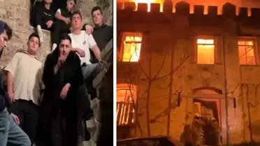 Klip çekerken tarihi karakolu yaktılar