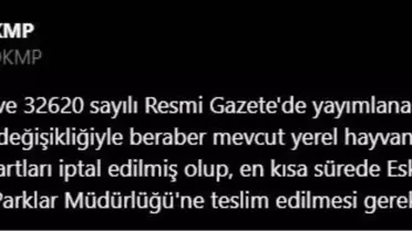 Eskişehir'de Hayvan Koruma Kartları İptal Edildi