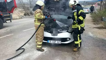 Safranbolu'da Otomobil Alev Aldı