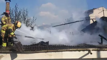 İnegöl'de Tek Katlı Ev Yangını