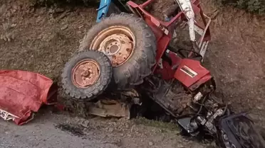 Traktör Devrildi: 1 Ölü, 2 Yaralı