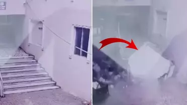 Kumburgaz'da bina duvarlarının yıkılma anı kamerada