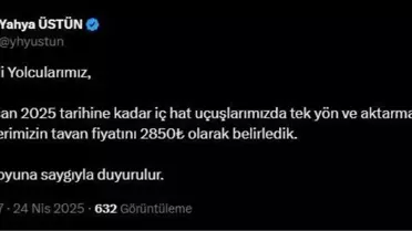 THY'den Tavan Fiyat Açıklaması